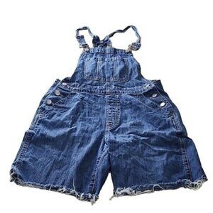 Gap Small jean shortalls cutoff overalls 33" waist 7" inseam Womens Small